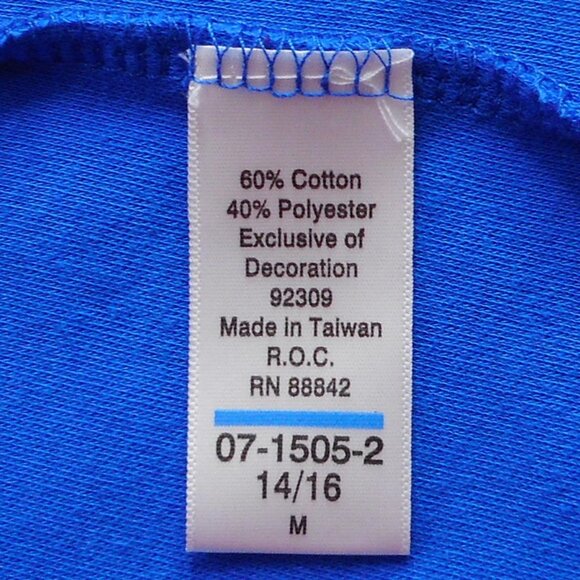 Woman Within Top Plus M 14 16 Blue Cotton Blend Short Sleeve Embroidered Tee - Picture 9 of 10